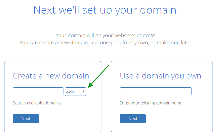 Choosing a domain name from bluehost