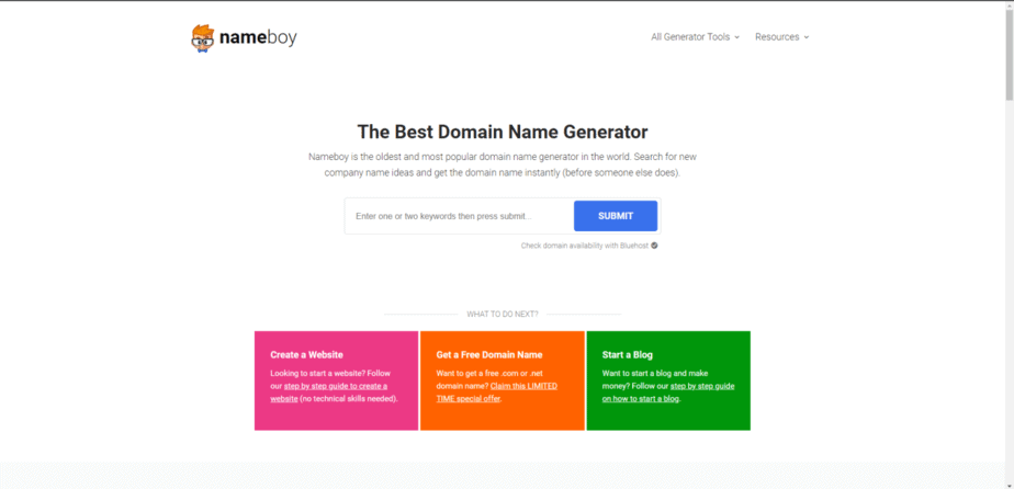 NAMEBOY best Domain name generator