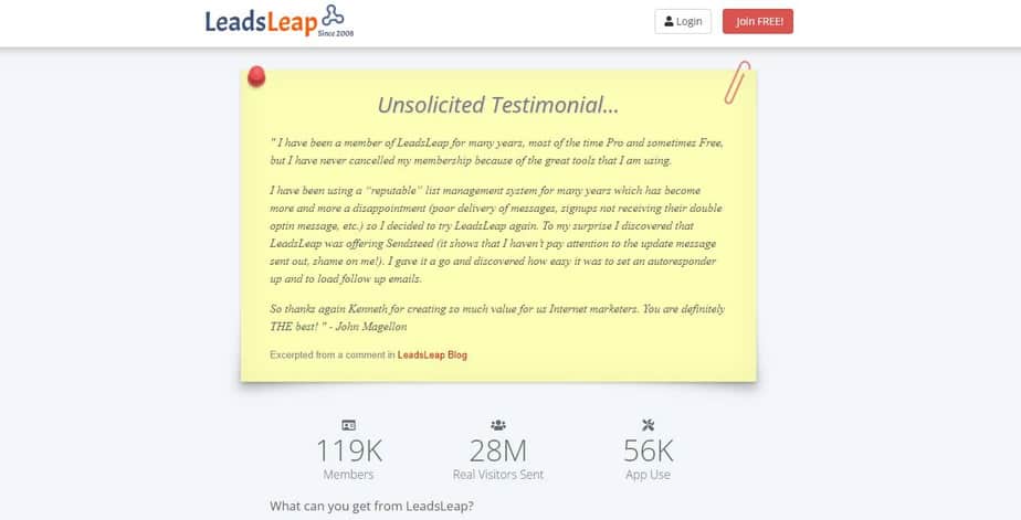 Leadsleap traffic exchange website
