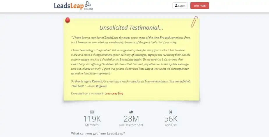 Leadsleap traffic exchange website