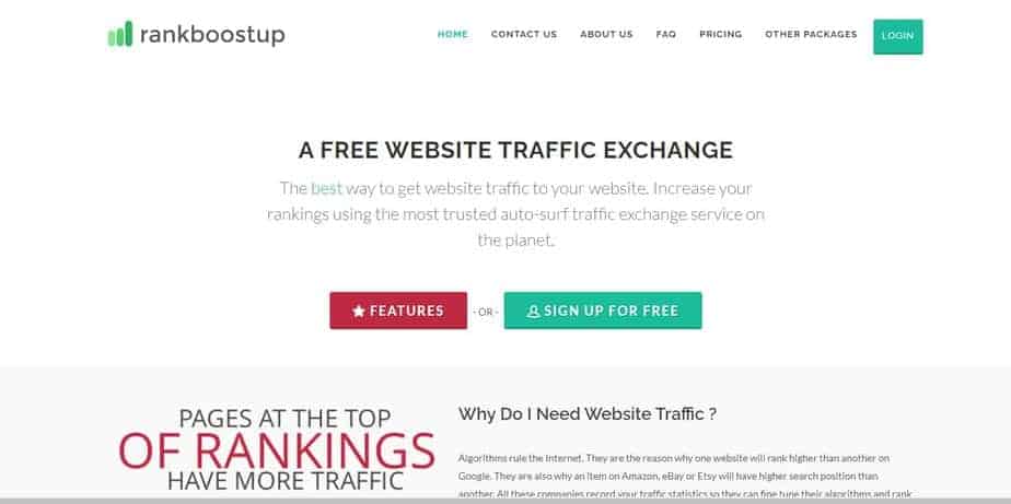 Rankboostup Traffic exchange Website