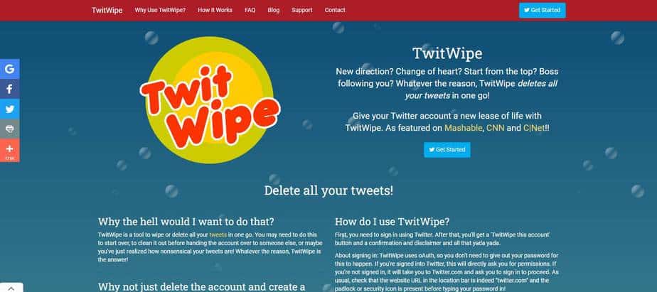 TwitWipe tweet delete tool